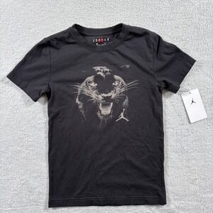Air Jordan T Shirt Boys Small 8-10 Years Black Cotton Panther Graphic Crewneck